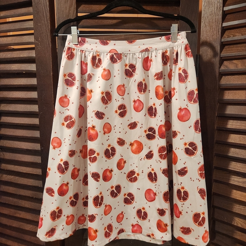 Lindy Bop White Skirt with Red Fruit Print